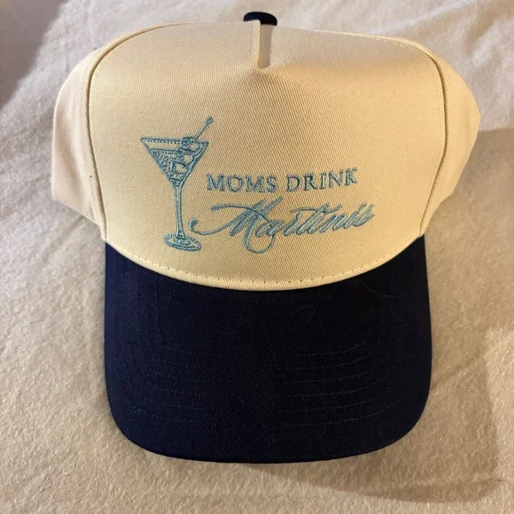 Kenz Kustomz Cream and Navy Cap “Moms Drink Martinis” - Picture 1 of 5